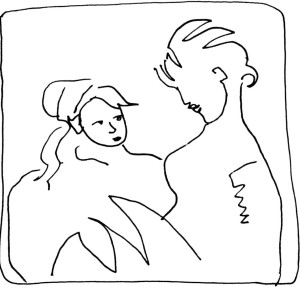 Mere et fille cousant Morisot dessin