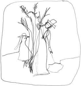 Tableau huile Berthe Morisot mère, fille et arbre