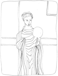 Statuette terracotta patricienne romaine se regardant dans un miroir histoires de femmes, histoire des femmes